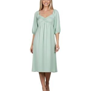 Velvet Torch Puff Sleeve Midi Dress Green Sweetheart Women XS NWT